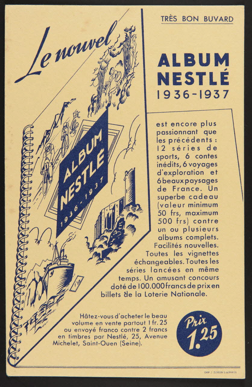 buvard publicitaire ALBUM  NESTLE  1936-1937 1994.34.425 Photo