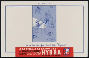 buvard publicitaire ... Pas de bon fric-frac sans Pile "Hydra" 1994.34.456 Photo