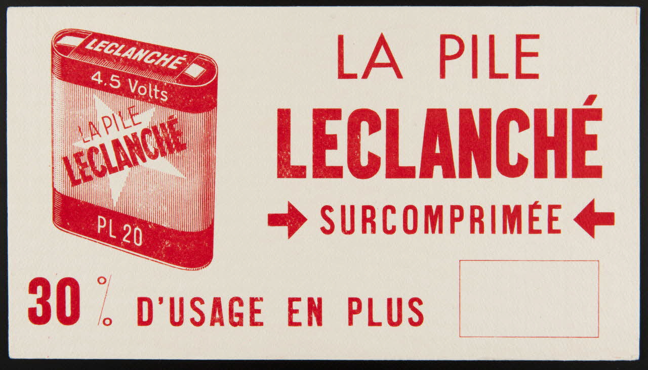 buvard publicitaire LA PILE  LECLANCHE  SURCOMPRIMEE 1994.34.459 Photo
