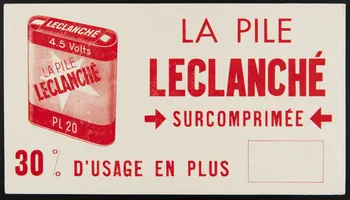 buvard publicitaire LA PILE  LECLANCHE  SURCOMPRIMEE 1994.34.459 Photo
