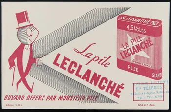buvard publicitaire La pile  LECLANCHE 1994.34.461 Photo