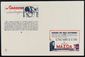 buvard publicitaire UN GARDIEN  éléctrique  LA PILE  MAZDA 1994.34.466 Photo