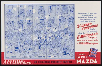 buvard publicitaire A LA VILLE  A LA CAMPAGNE,  UN ECLAIRAGE PORTATIF PARFAIT... avec  LA PILE  MAZDA 1994.34.469 Photo