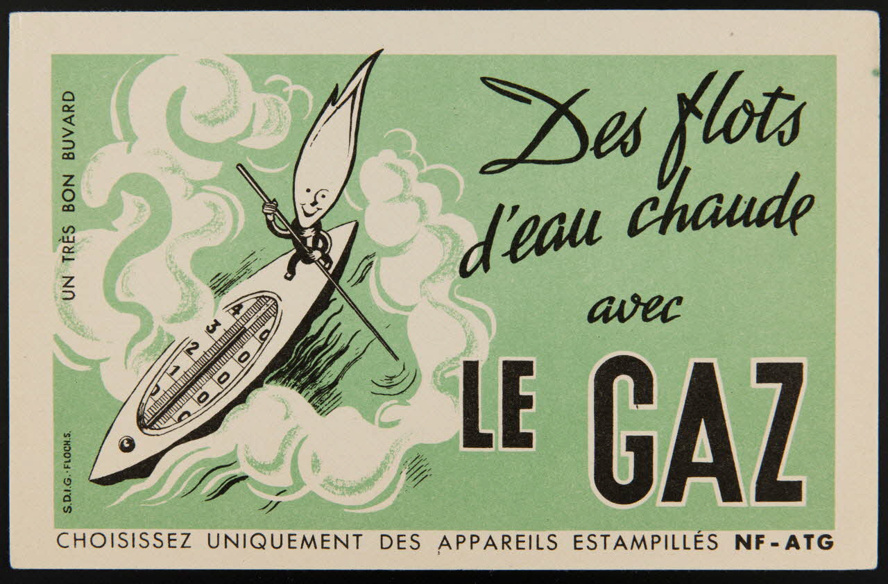buvard publicitaire Des flots  d'eau chaude  avec  LE GAZ 1994.34.482 Photo