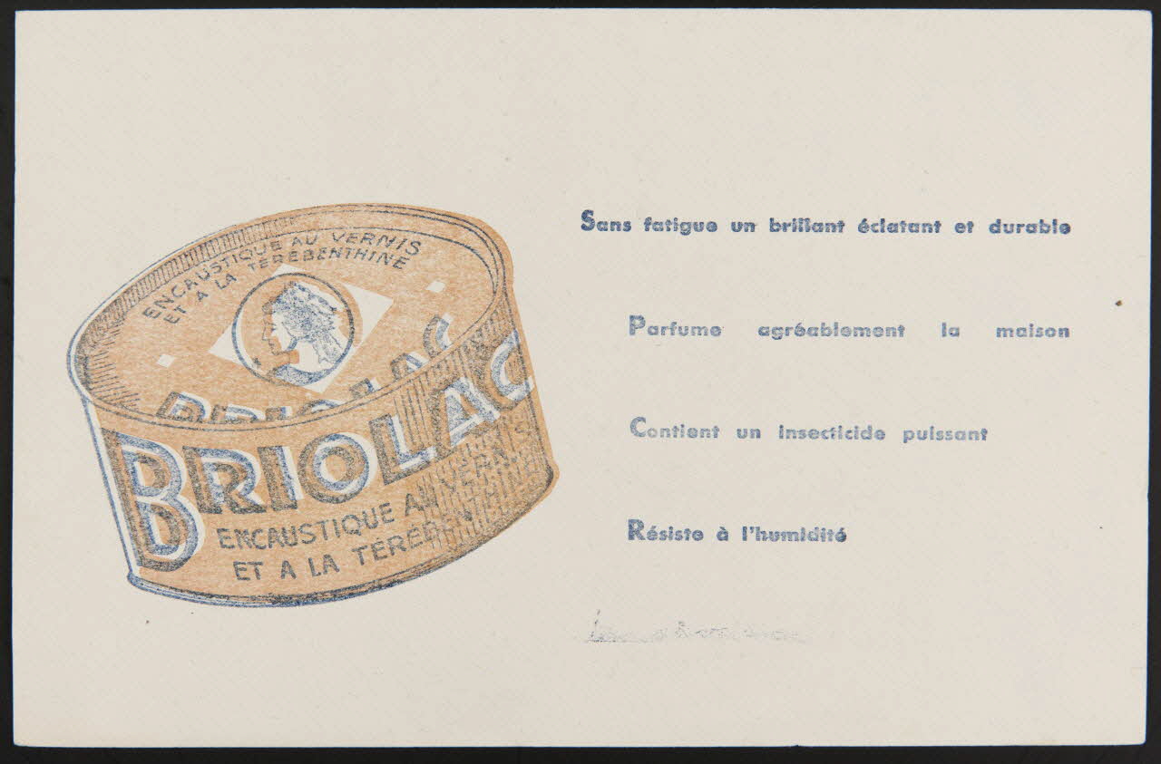 buvard publicitaire Briolac  Sans fatigue un brillant éclatant et durable 1994.34.490 Photo