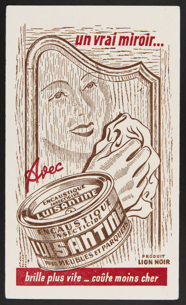 buvard publicitaire un vrai miroir...  Avec  ENCAUSTIQUE  INSECTICIDE  LUISANTINE 1994.34.502 Photo