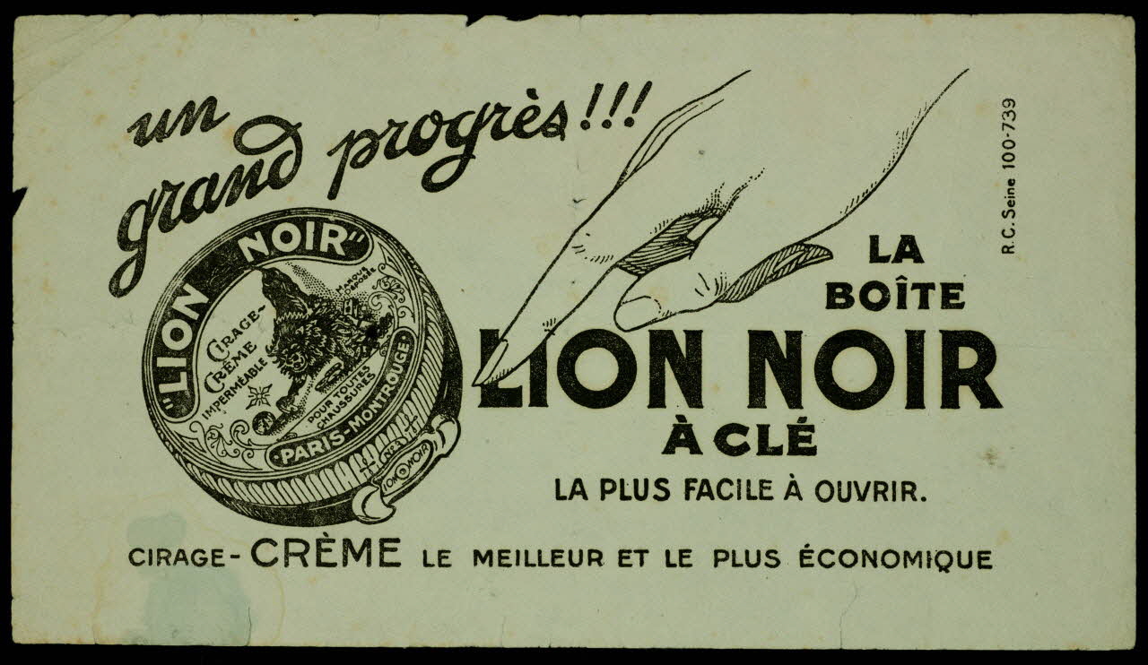 buvard publicitaire LA  BOÎTE  LION NOIR  A CLE  LA PLUS FACILE A OUVRIR. 1994.34.536 Photo