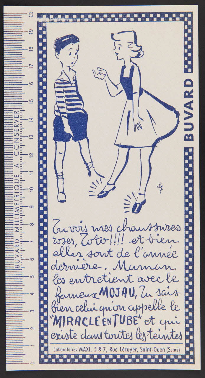 buvard publicitaire Tu vois mes chaussures  roses, Toto!!!! 1994.34.543 Photo