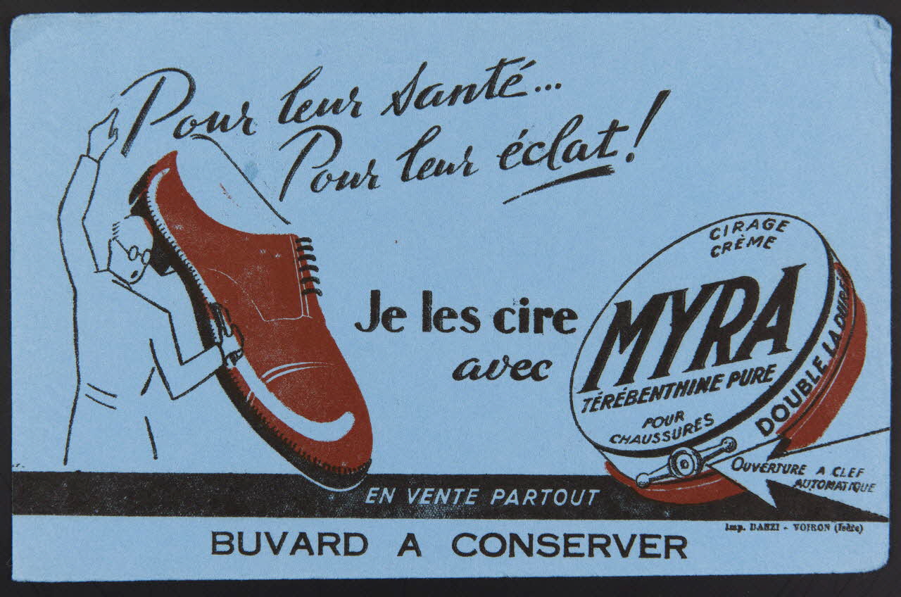 buvard publicitaire Pour leur santé...  Pour leur éclat!  Je les cire  avec  MYRA 1994.34.545 Photo