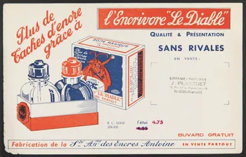 buvard publicitaire Plus de  Taches d'encre  grâce à l'Encrivore "Le Diable" 1994.34.577 Photo