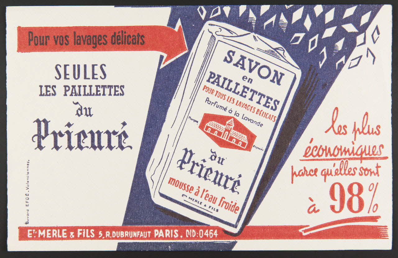 buvard publicitaire Pour vos lavages délicats  SEULES  LES  PAILLETTES  du  Prieuré 1994.34.591 Photo