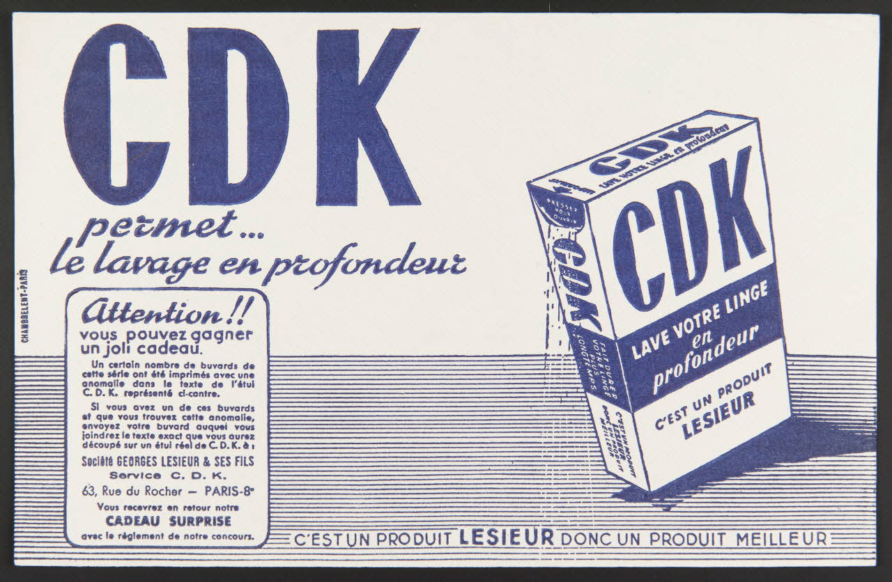 buvard publicitaire CDK  permet ...  le lavage en profondeur 1994.34.592 Photo