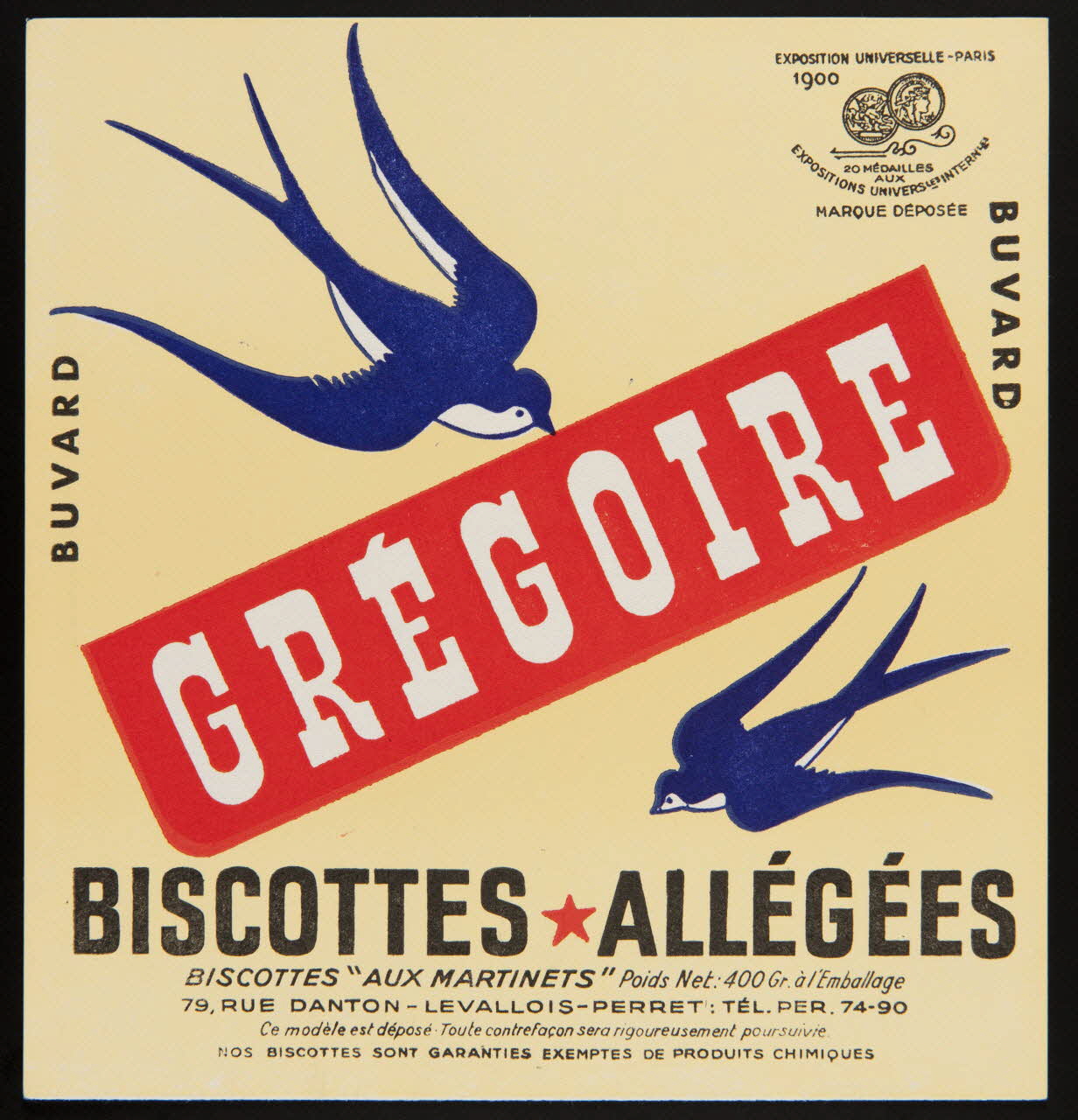 buvard publicitaire GREGOIRE  BISCOTTES ALLEGEES 1994.34.64 Photo
