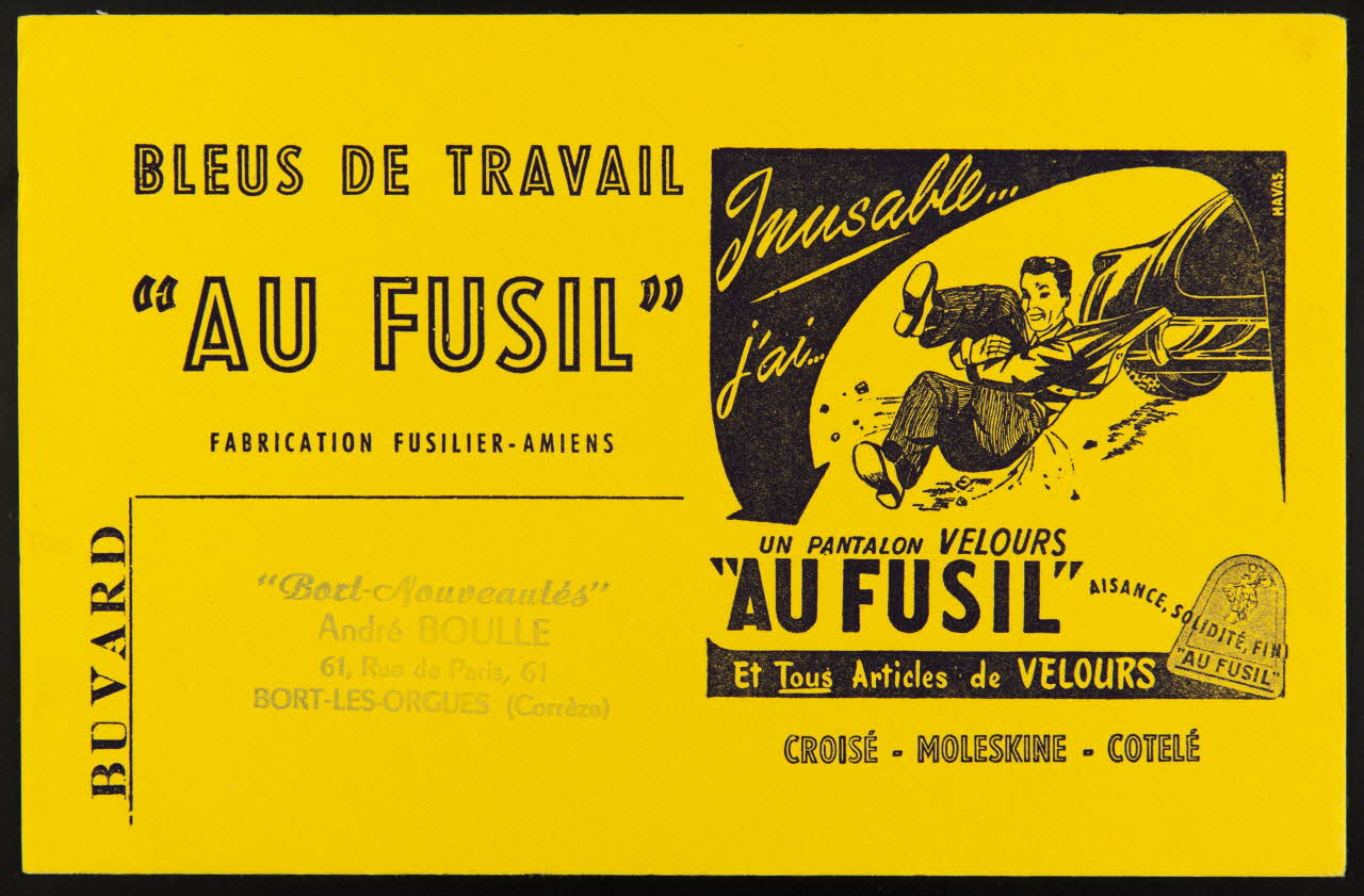 buvard publicitaire BLEUS DE TRAVAIL  "AU FUSIL" 1994.34.736 Photo