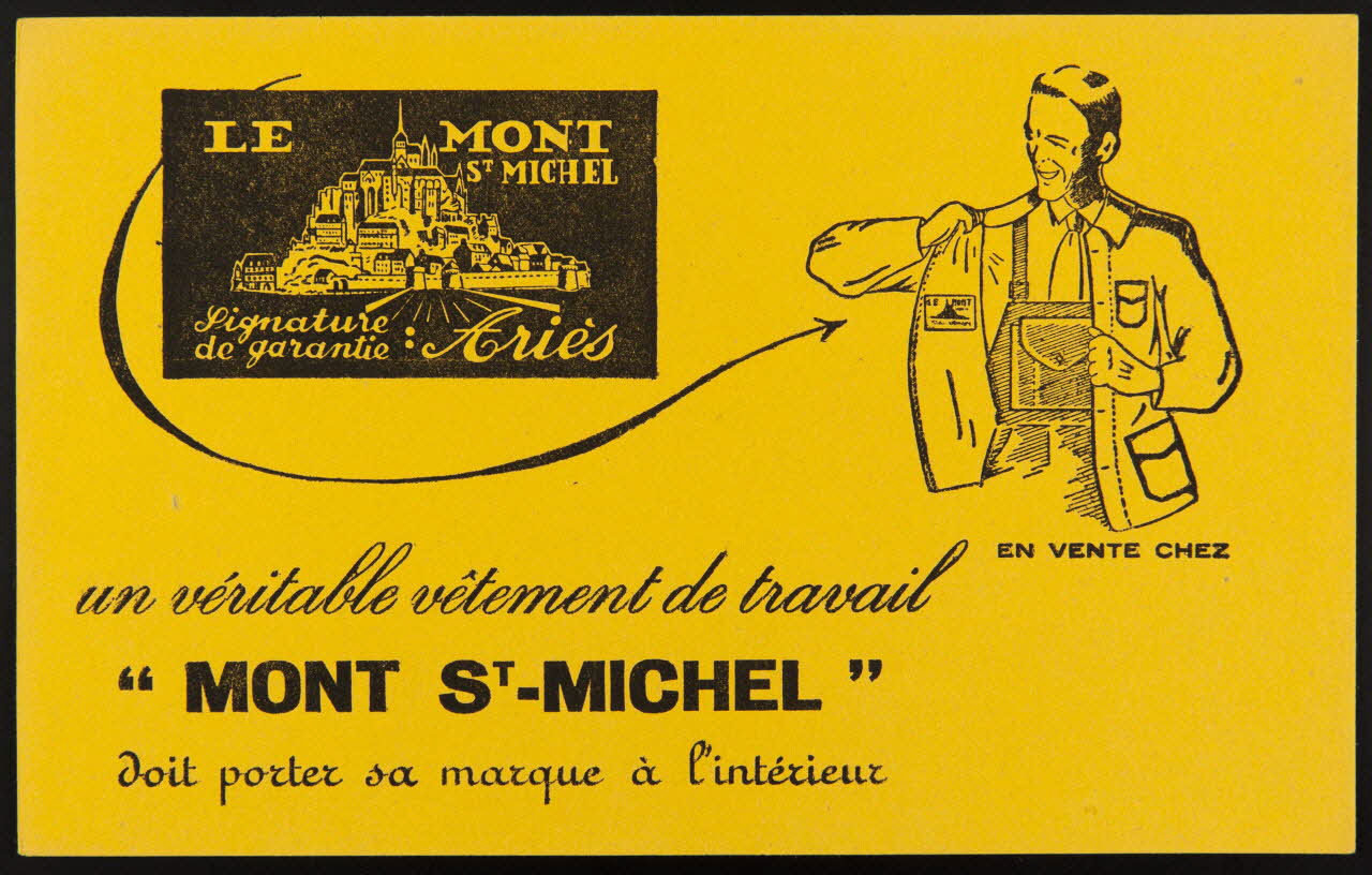 buvard publicitaire un véritable vêtement de travail  "MONT ST-MICHEL" 1994.34.746 Photo