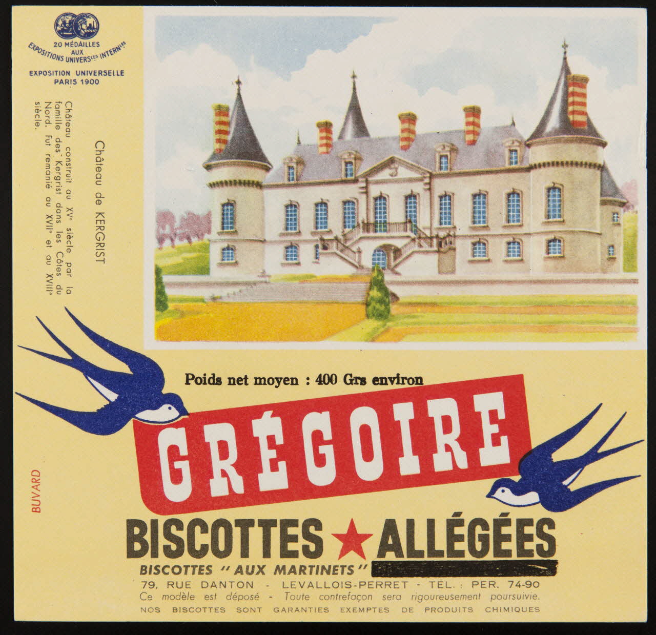 buvard publicitaire GREGOIRE  BISCOTTES ALLEGEES 1994.34.78 Photo