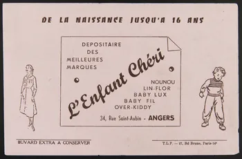 buvard publicitaire DE LA NAISSANCE JUSQU'A 16 ANS  L'Enfant Chéri 1994.34.791 Photo