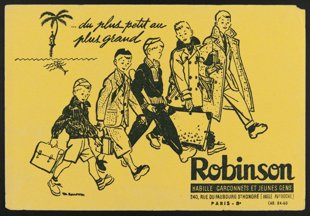 buvard publicitaire ...du plus petit au  plus grand  Robinson 1994.34.792 Photo