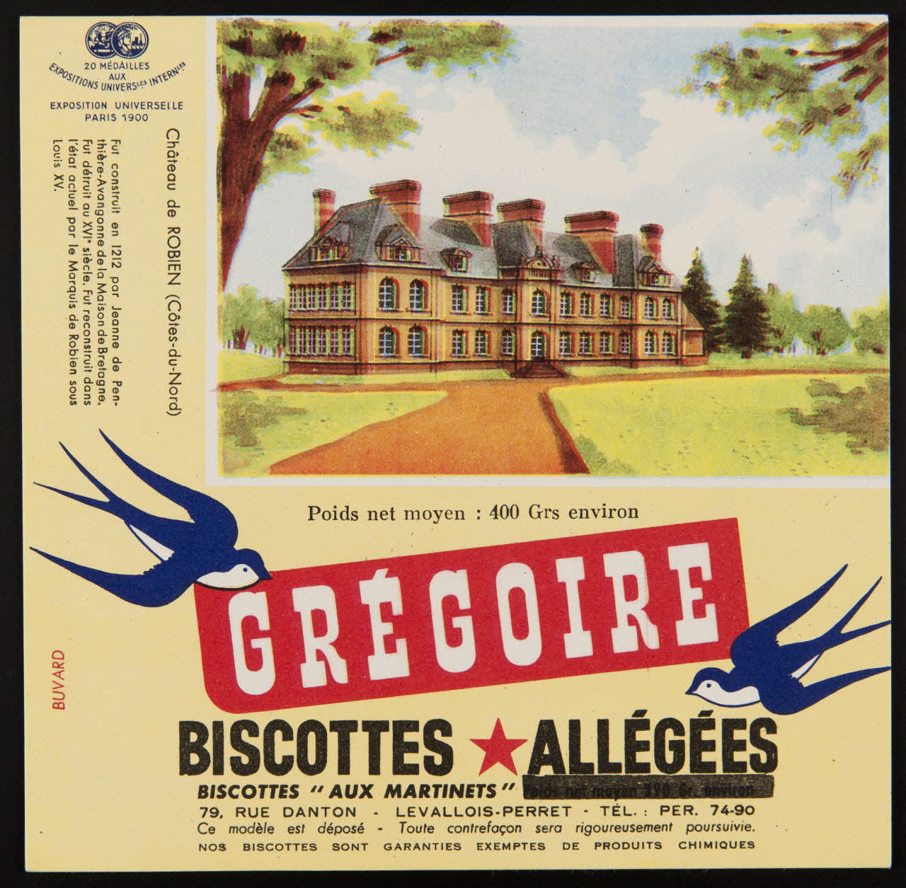buvard publicitaire GREGOIRE  BISCOTTES ALLEGEES 1994.34.80 Photo