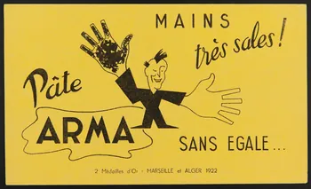 buvard publicitaire MAINS  très sales !  Pâte  ARMA  SANS EGALE... 1994.34.802 Photo