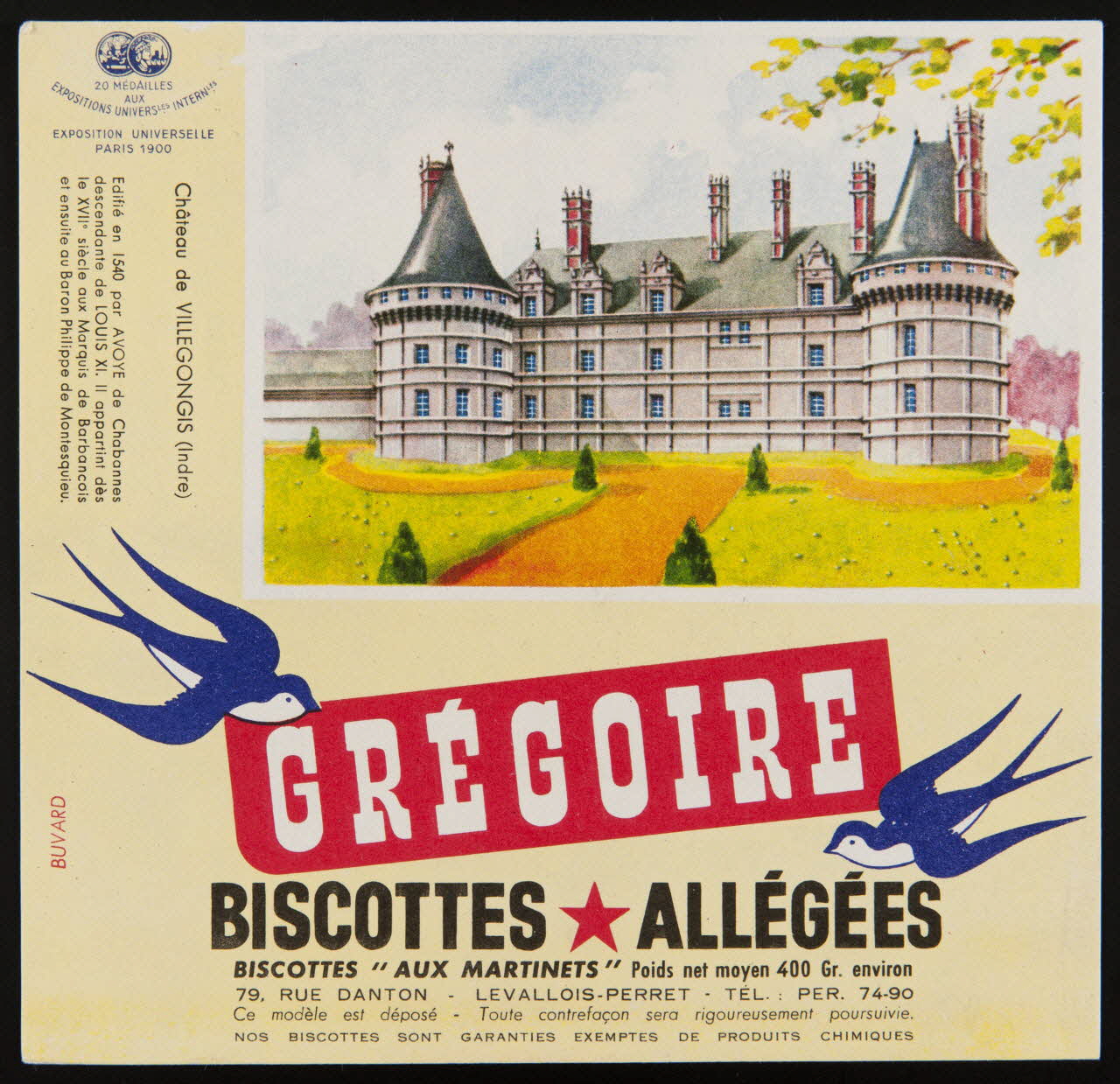 buvard publicitaire GREGOIRE  BISCOTTES ALLEGEES 1994.34.81 Photo