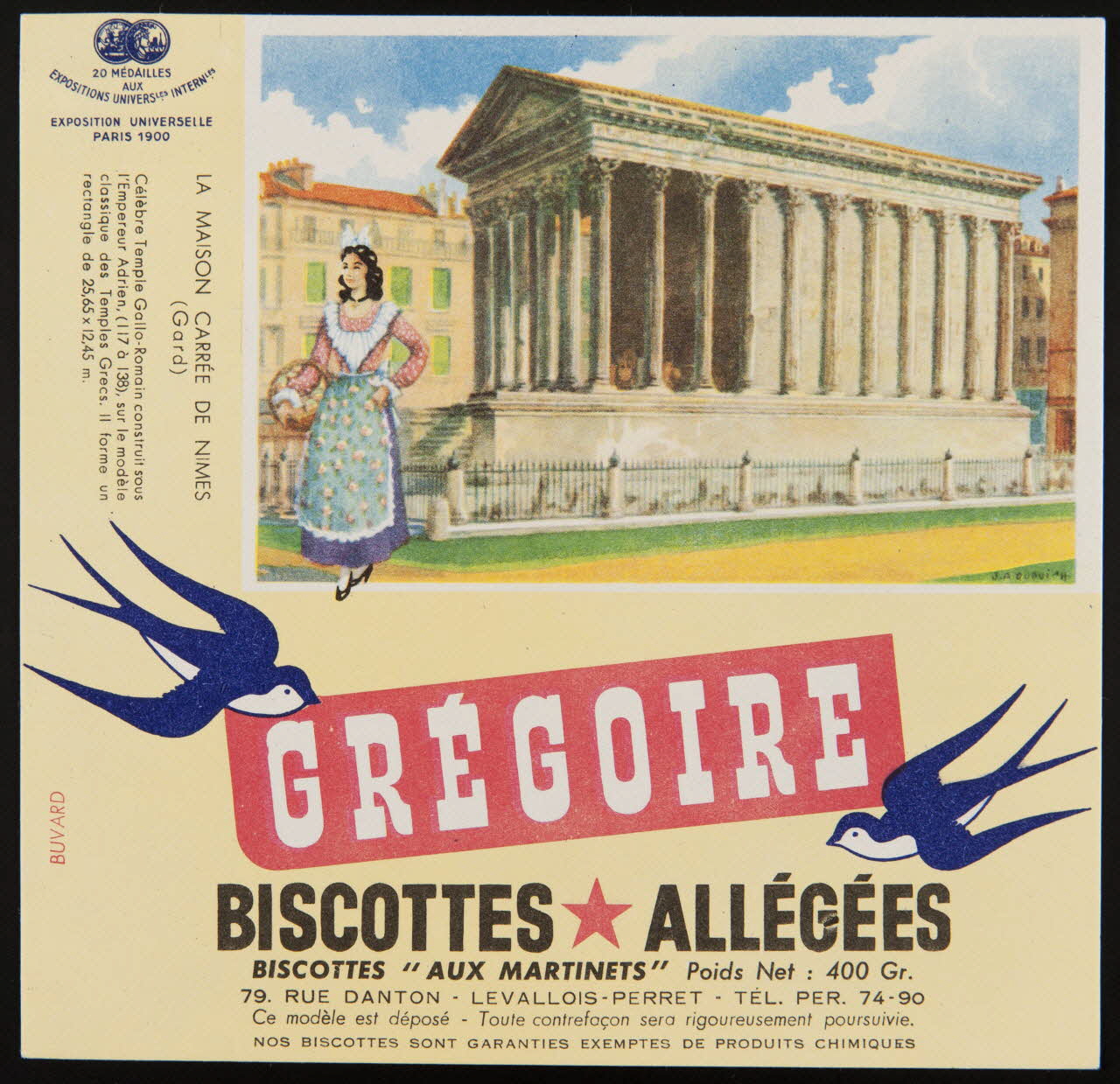 buvard publicitaire GREGOIRE  BISCOTTES ALLEGEES 1994.34.82 Photo