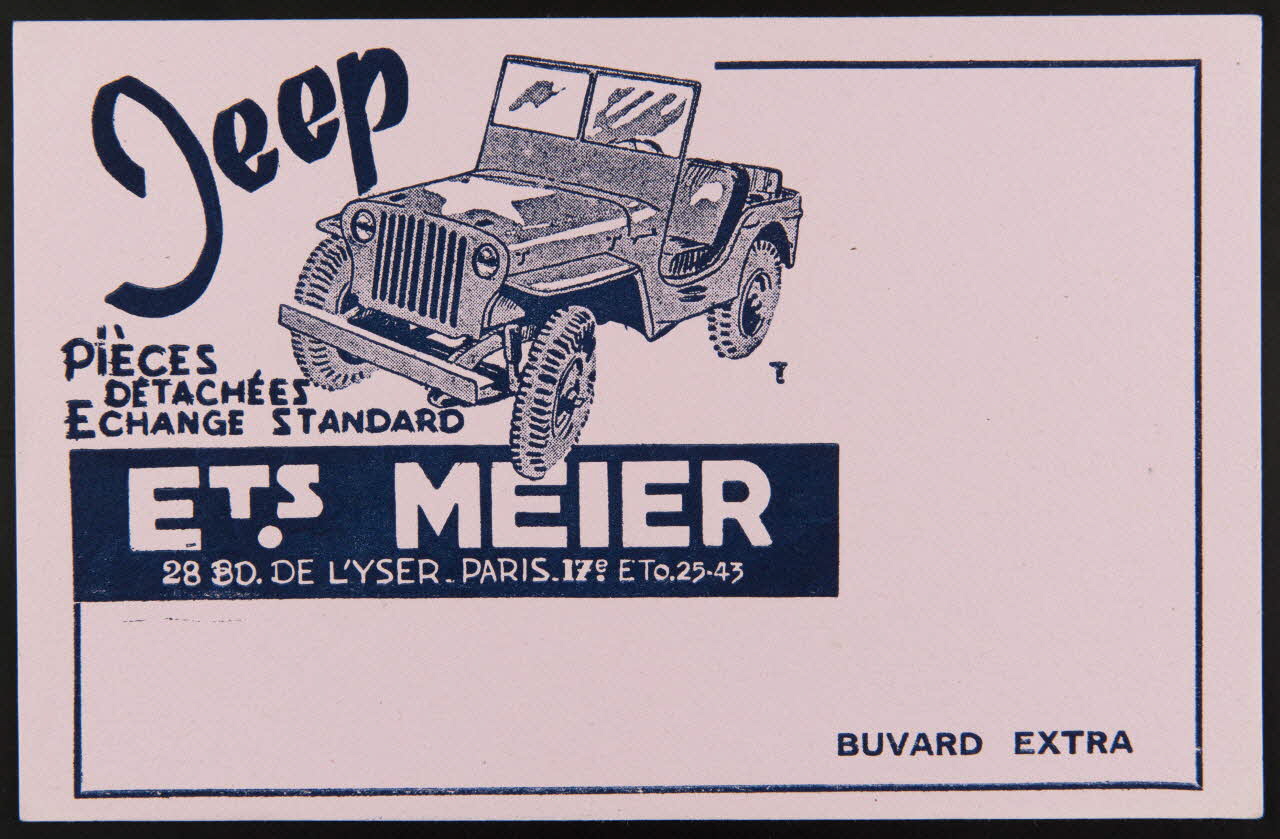 buvard publicitaire Jeep  PIECES  DETACHEES  ECHANGE STANDARD 1994.34.849 Photo