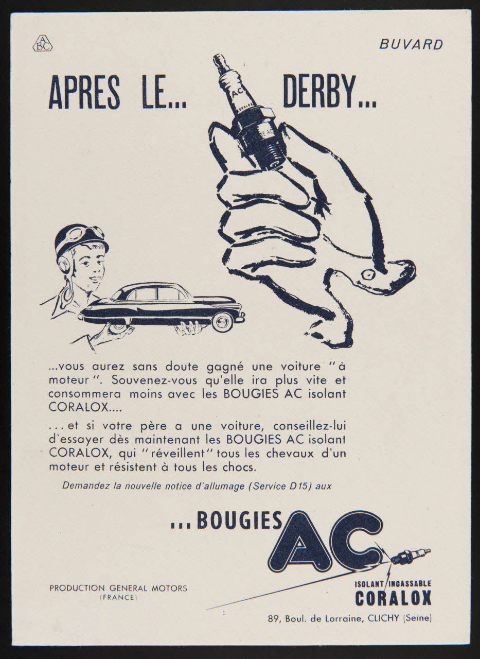 buvard publicitaire APRES LE... DERBY... [...] ...BOUGIES  AC 1994.34.853 Photo