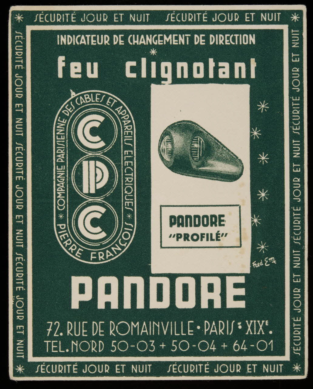 buvard publicitaire Feu clignotant  PANDORE 1994.34.854 Photo
