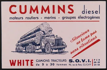 buvard publicitaire CUMMINS  moteurs routiers - marins - groupes électrogènes 1994.34.868 Photo