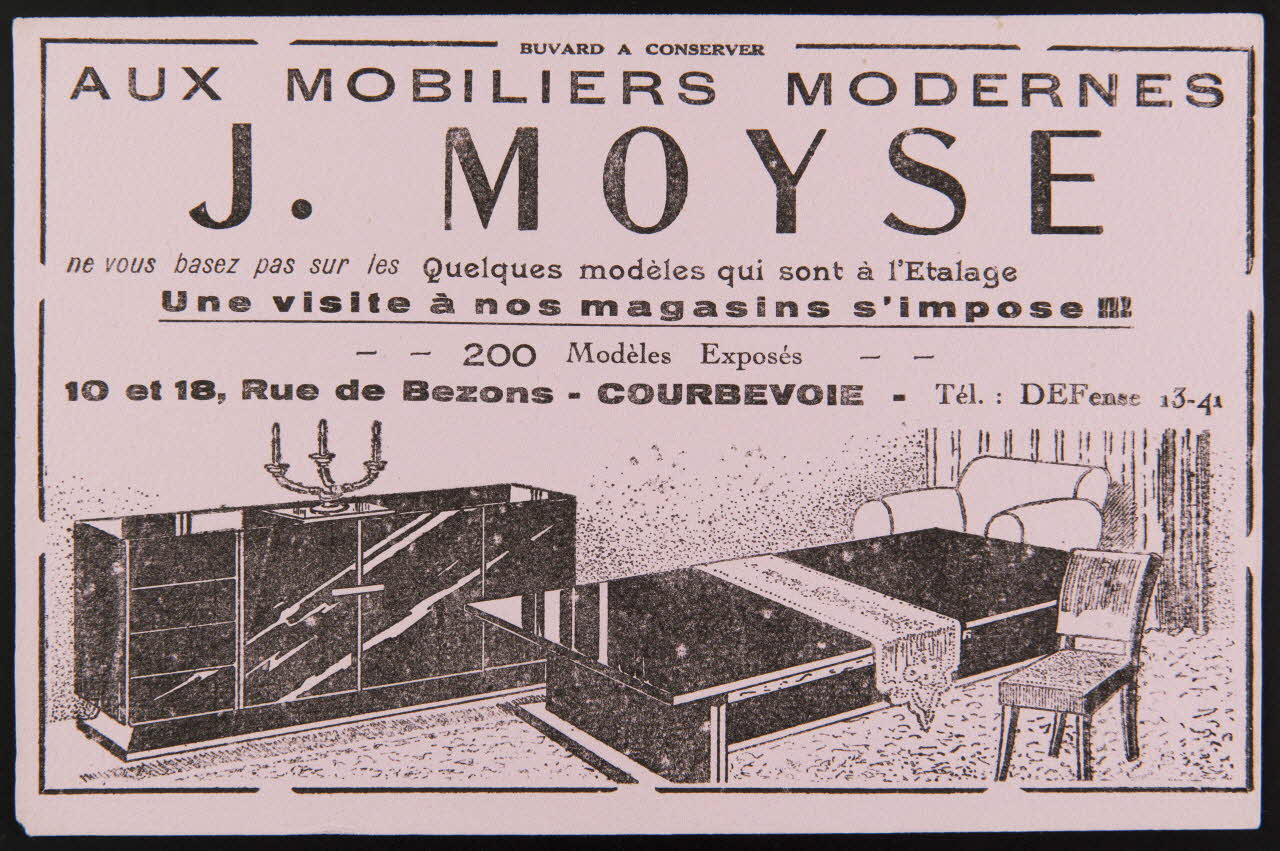 buvard publicitaire AUX MOBILIERS MODERNES  J. MOYSE 1994.34.875 Photo