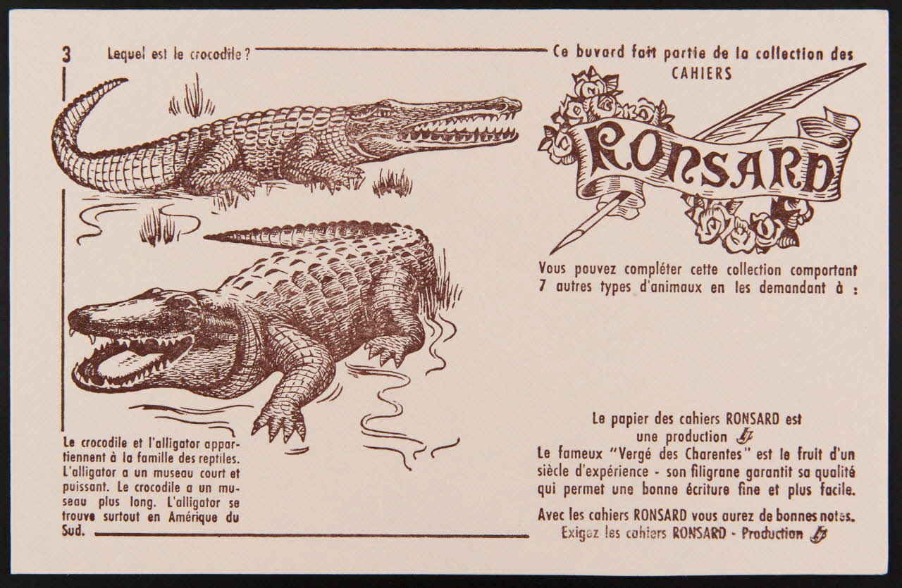 buvard publicitaire Ce buvard fait partie de la collection des  CAHIERS  RONSARD 1994.34.882 Photo