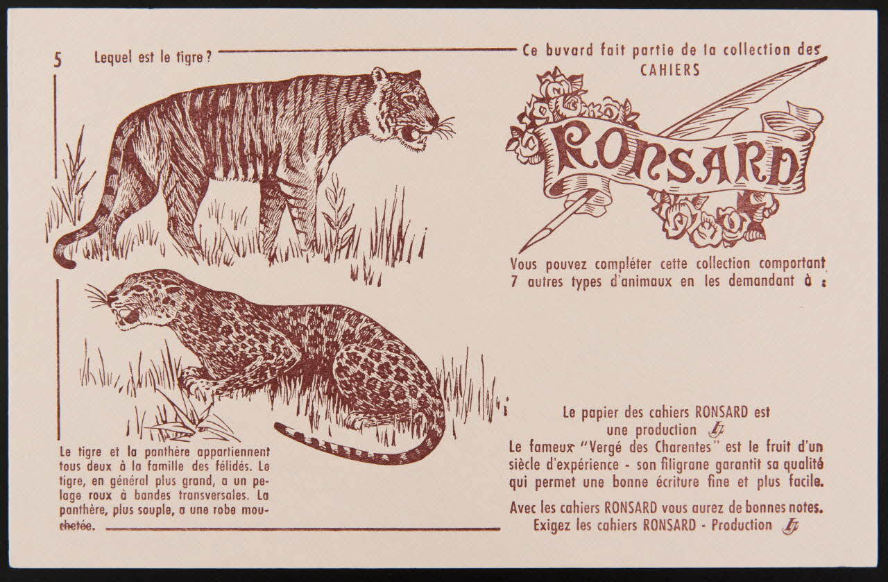 buvard publicitaire Ce buvard fait partie de la collection des  CAHIERS  RONSARD 1994.34.884 Photo