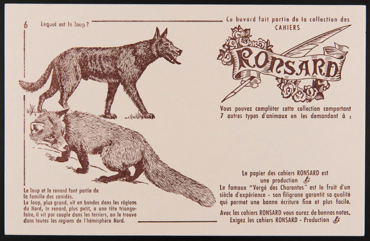 buvard publicitaire Ce buvard fait partie de la collection des  CAHIERS  RONSARD 1994.34.885 Photo