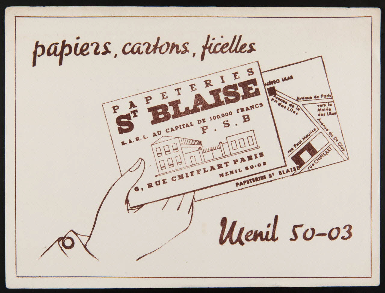 buvard publicitaire papiers, cartons, ficelles 1994.34.914 Photo