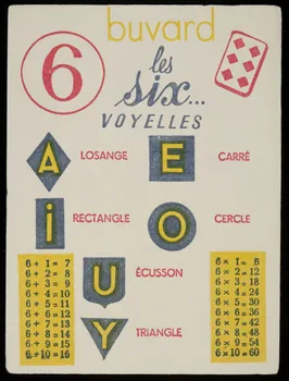 buvard publicitaire 6  buvard  les  six...  VOYELLES 1994.34.922  Photo
