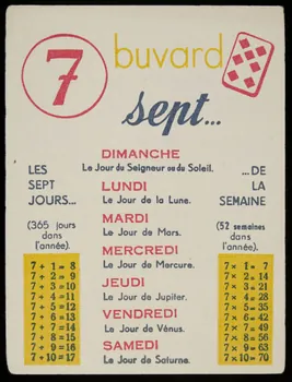 buvard publicitaire 7  buvard  sept...  LES  SEPT  JOURS... 1994.34.923  Photo