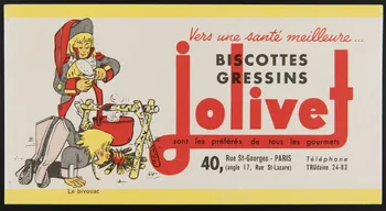 buvard publicitaire BISCOTTES  GRESSINS  Jolivet 1994.34.97 Photo