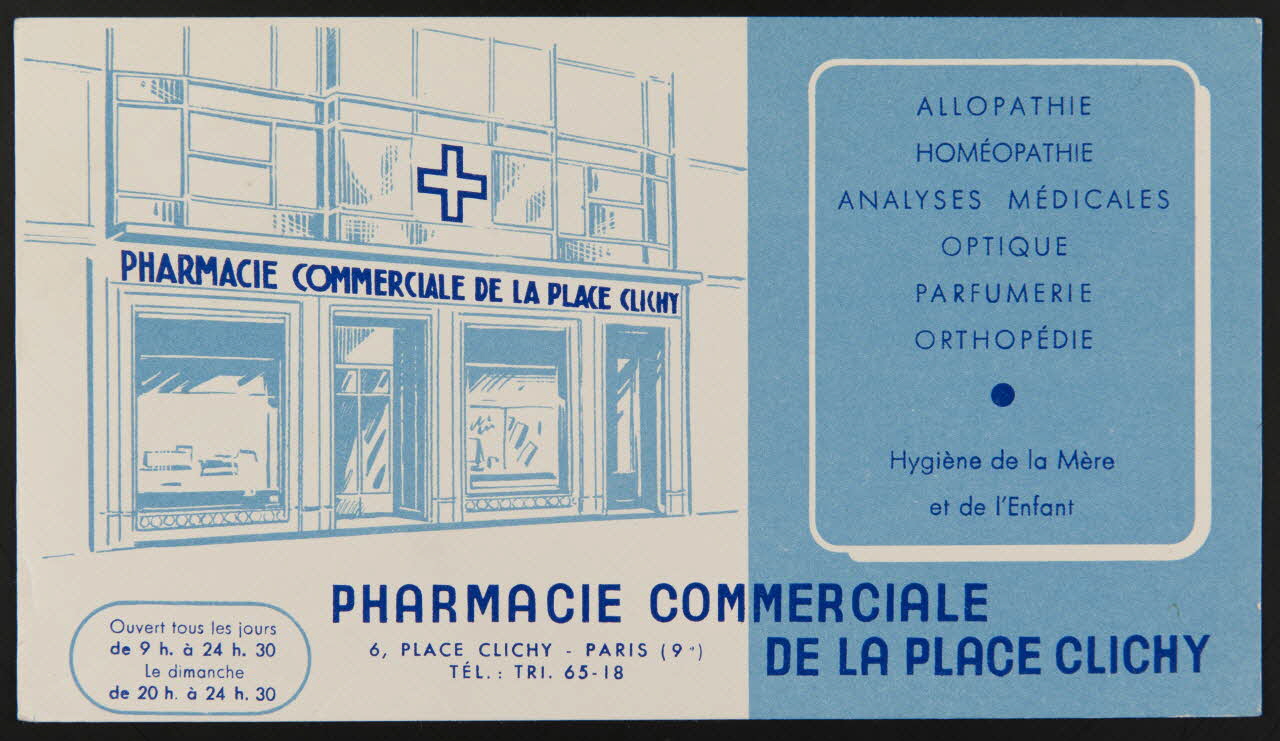 buvard publicitaire PHARMACIE COMMERCIALE  DE LA PLACE DE CLICHY 1994.34.992 Photo