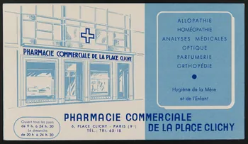 buvard publicitaire PHARMACIE COMMERCIALE  DE LA PLACE DE CLICHY 1994.34.992 Photo