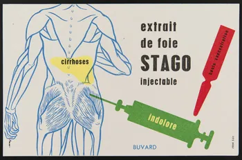 buvard publicitaire extrait  de foie  STAGO  injectable 1994.34.998  Photo