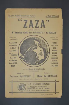 Suzanne Quentin ; René De Buxeuil ; Raymonde Dedax ; Guya Pinsonnette ; M. Denalair ; La Parisienne, Edition Musicale; chanson petit format Île-de-France, France 1923 1966.189.12  Photo Mucem