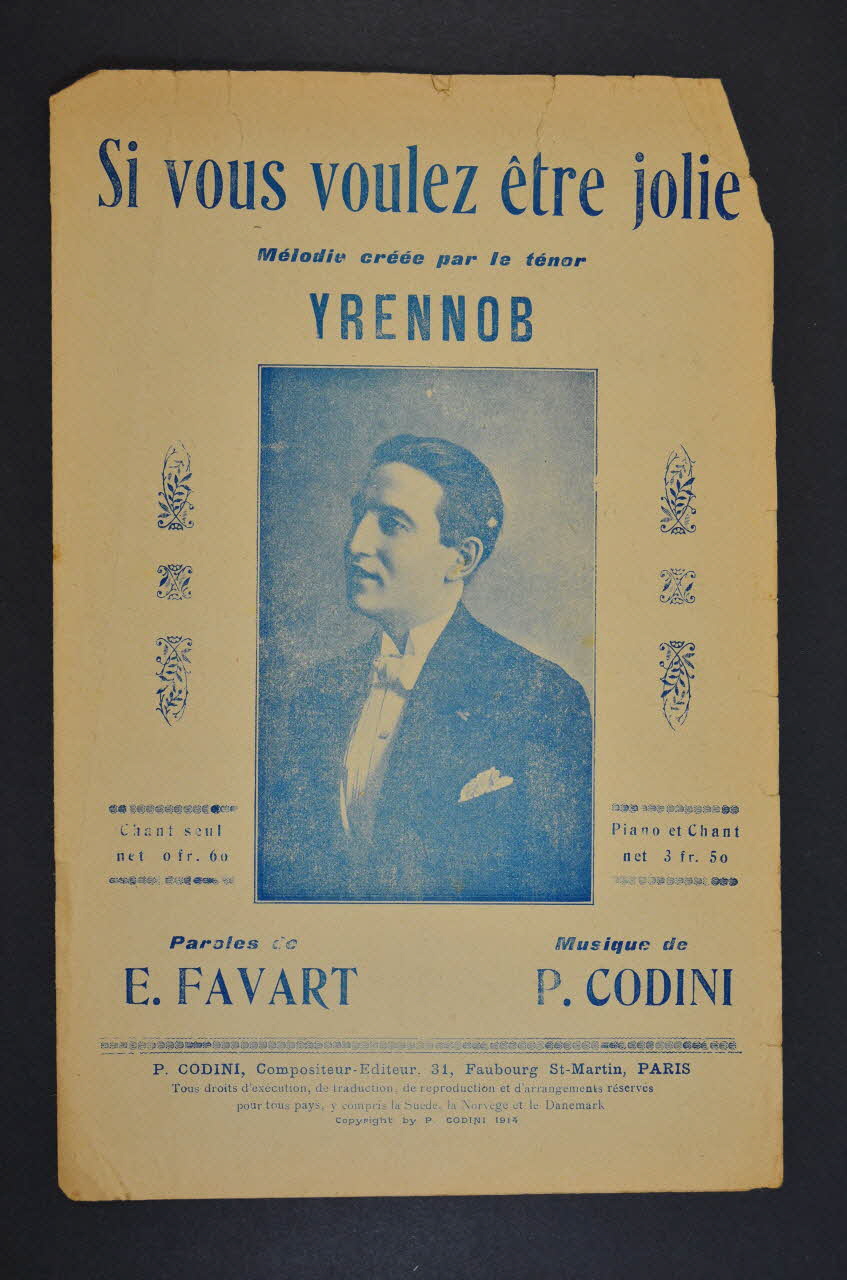 Edgard Favart ; Pierre Codini chanson petit format Île-de-France, France 1914 1966.189.133 Photo Mucem