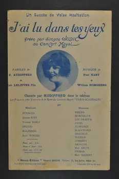 William Romsberg ; Paul Nast ; E Audiffred ; Léo Fils Lelièvre ; Simone Judic chanson petit format Paris 9ème 1922 1966.189.15  Photo Mucem