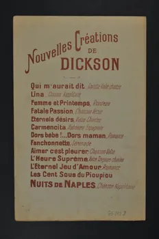 Henri Dérouville ; Louis Bousquet ; Henri Dickson ; Haelly ; Louis Maurel chanson petit format Île-de-France, France 1909 1965.172.8 Photo Mucem