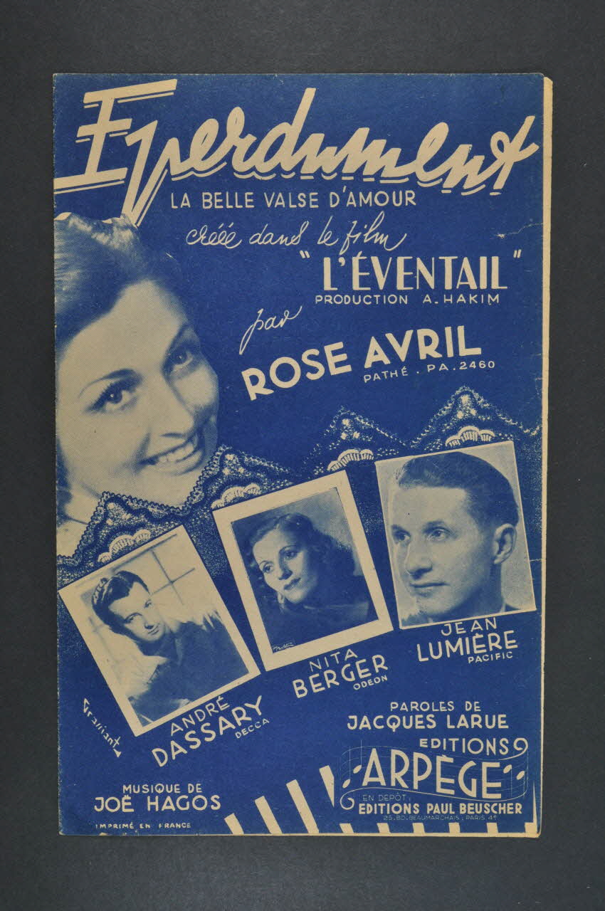 Jacques Larue ; Joë Hagos ; Rose Avril ; Nita Berger ; Jean Lumière ; André Dassary ; Paul Beuscher chanson petit format Île-de-France, France 1947 1966.189.42 Photo Mucem