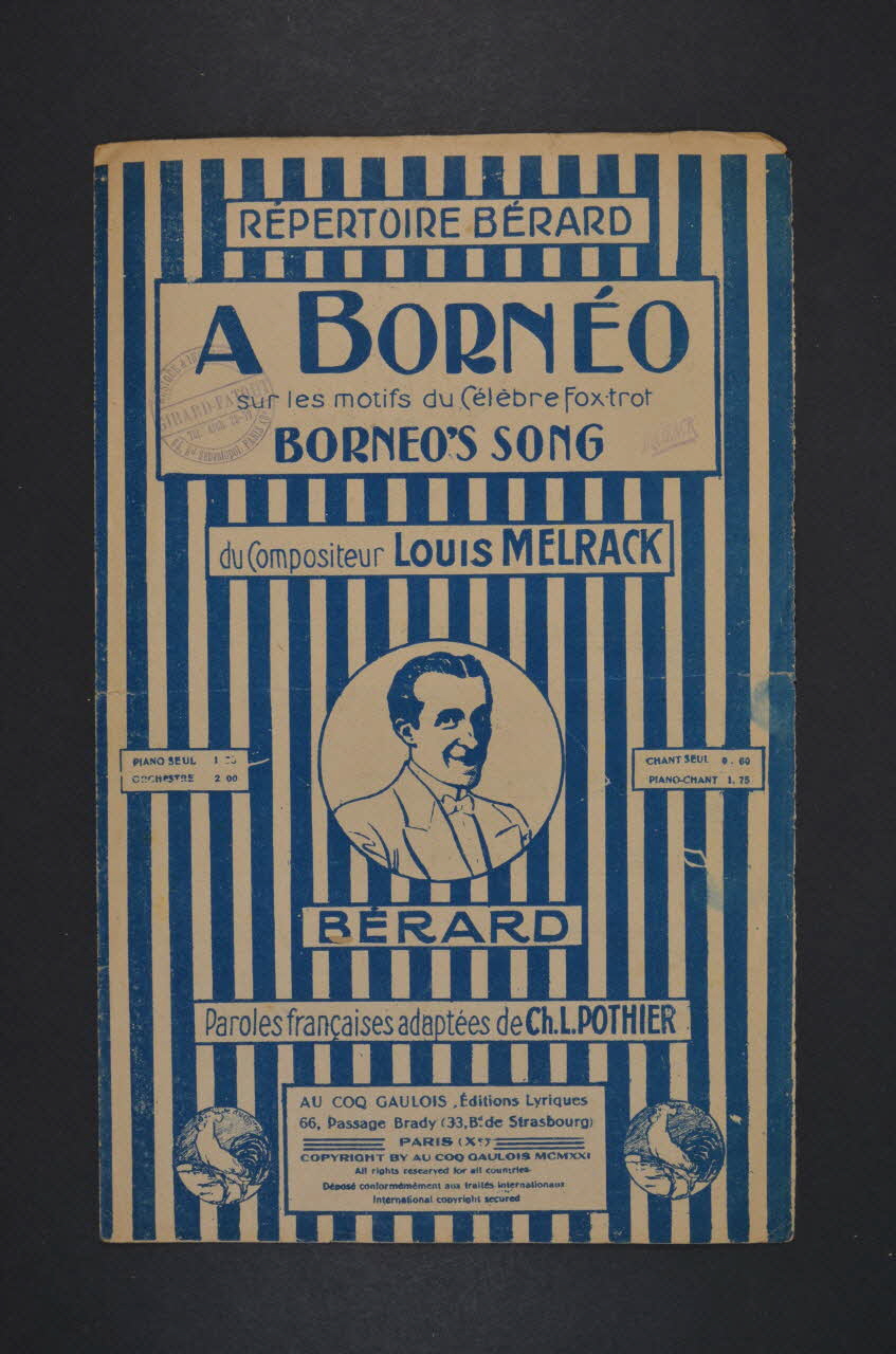 Charles-Louis Pothier ; Louis Melrack ; Au Coq Gaulois; ; Adolphe Bérard chanson petit format Paris 10ème 1921 1966.189.46 Photo Mucem