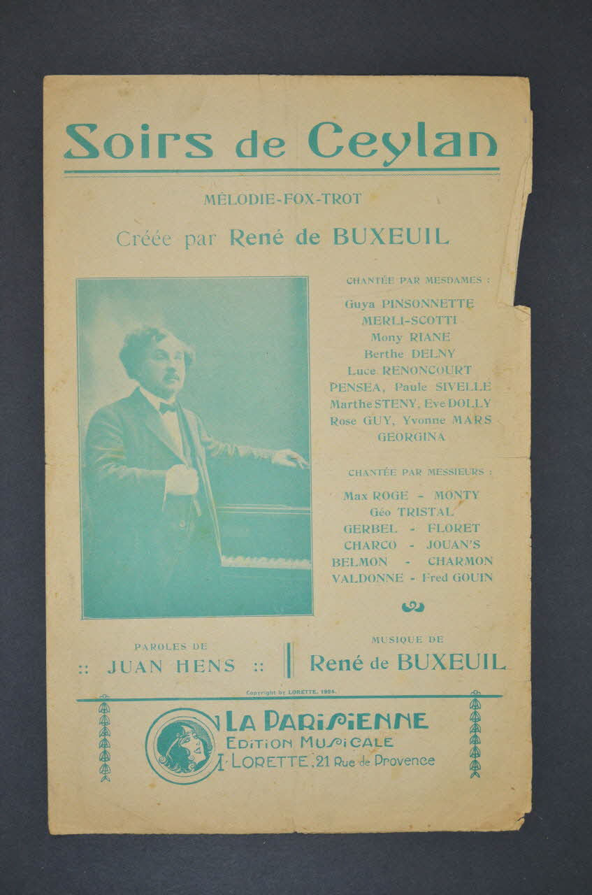 Juan Hens ; René De Buxeuil ; La Parisienne, Edition Musicale; chanson petit format Île-de-France, France 1924 1966.189.51 Photo Mucem