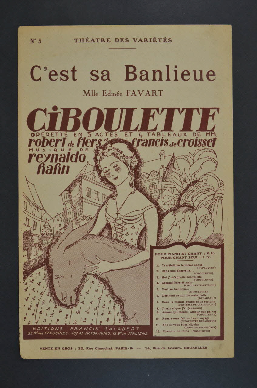 Robert De Flers ; Reynaldo Hahn ; Francis De Croisset ; Francis F. Salabert chanson petit format Île-de-France, France 1923 1965.175.10 Photo Mucem