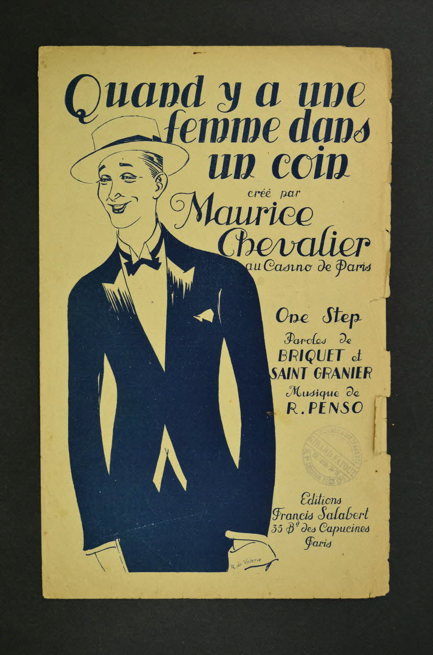 Charles Saint-Granier ; Paul Briquet ; R. Penso ; Maurice Chevalier ; Francis F. Salabert chanson petit format Île-de-France, France 1919 1966.189.57 Photo Mucem